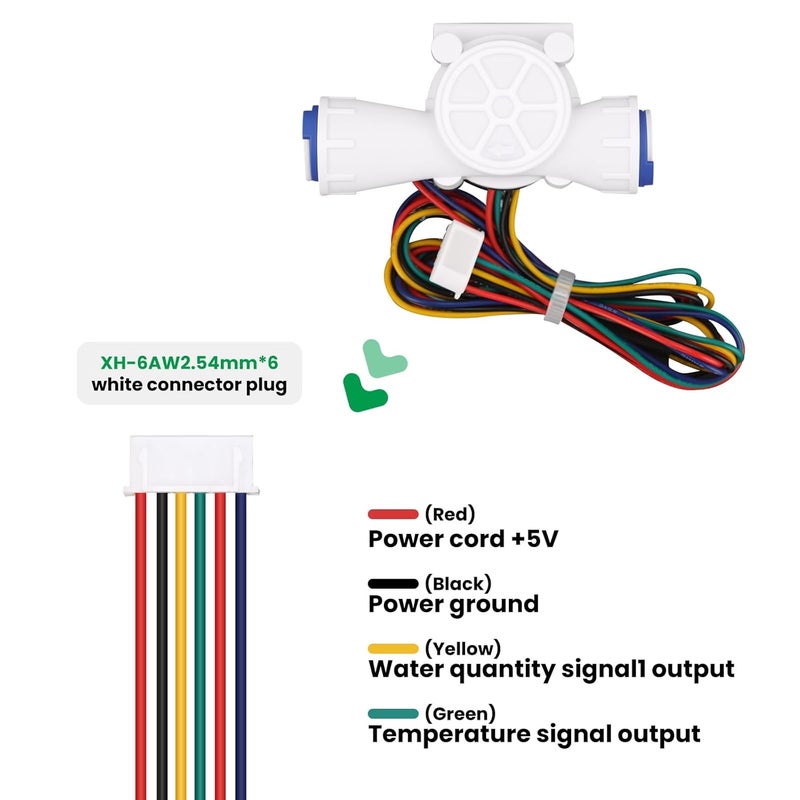 Watflow G3/8" Quick Connection Water Flow Sensor, Water Flow Sensor, Food-Grade Flowmeter, Pulse & Temperature Output, for Water Purifiers, Coffee Machines,0.5-6L/min - Image 4